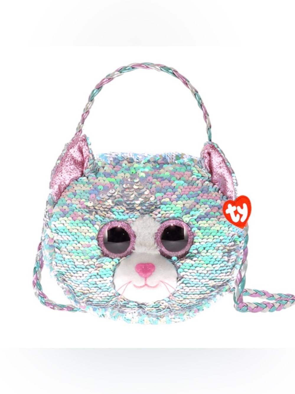 Ty Beanie Boos Fashion Whimsy the Cat Flippable Sequin Purse NWT